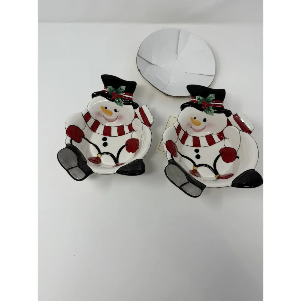 NIB FITZ AND FLOYD - 2006 Cheers Snowman Bowl Set of 2 - Picture 3 of 6